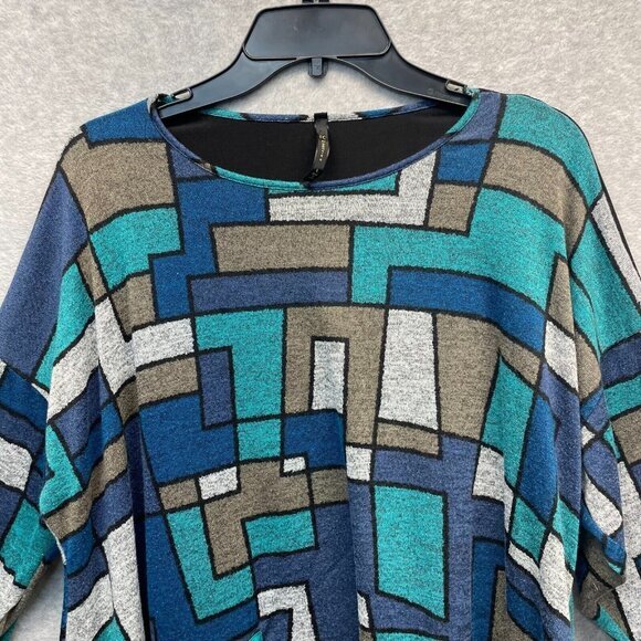 IC By Connie K Top Womens Large‎ Blue Abstract Art Colorblock Long Sleeve - Picture 3 of 14